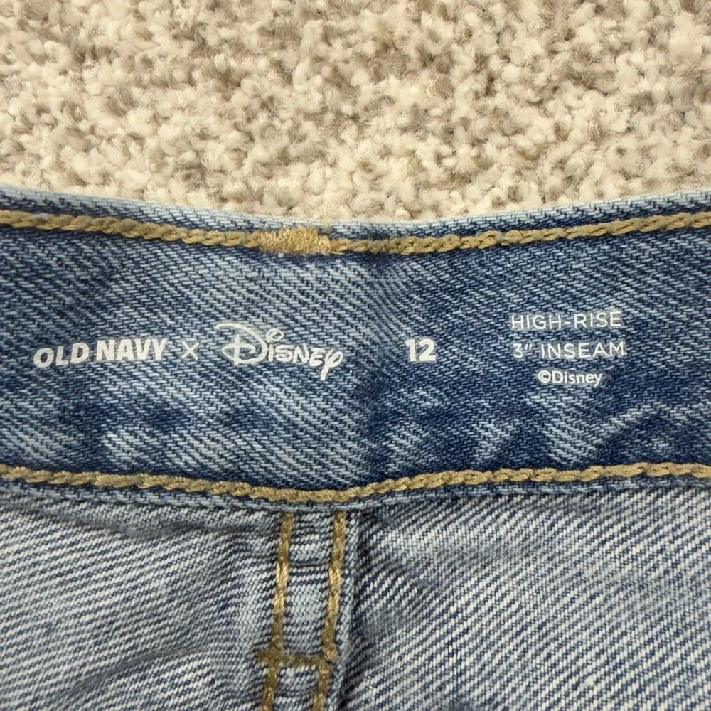 Girls Youth Old Navy x Disney High-Rise Cut Off Blue Denim Jean Shorts Size 12